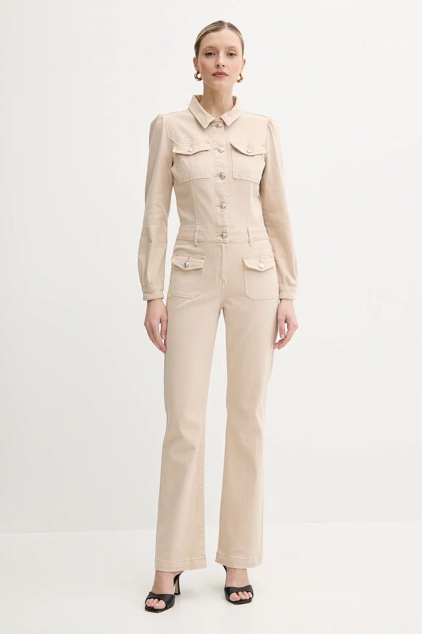 Kombinezon iz jeansa Morgan PVARMA bež barva, PVARMA
