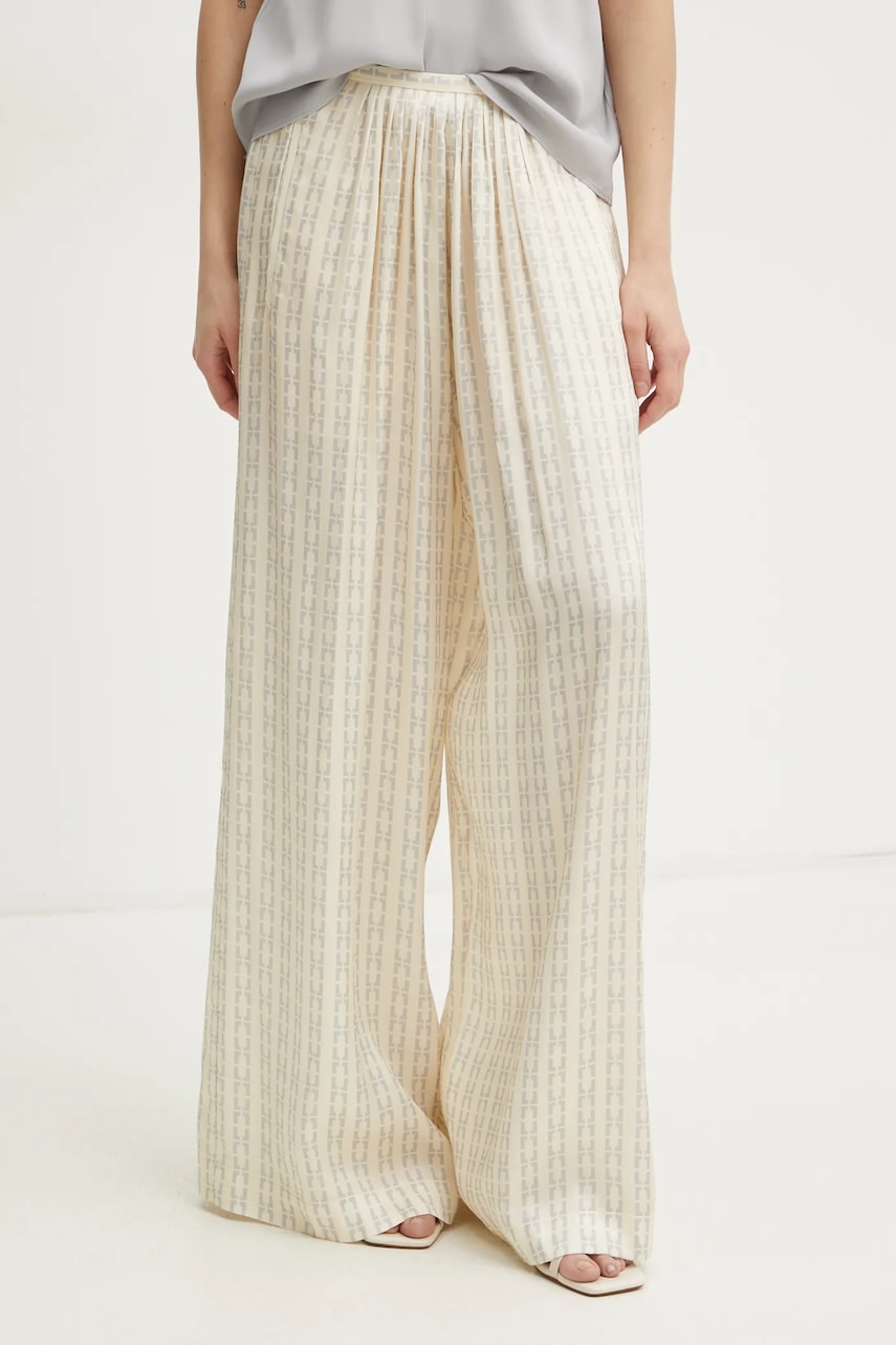 Hlače Forte Forte za žene, boja: bež, široke, visoki struk, 13628.my pants