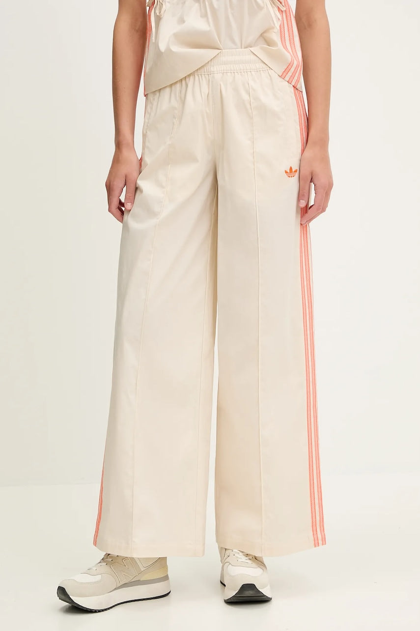 Hlače adidas Originals Wideleg Pant boja: bež, ravna, visoki struk, KC0675