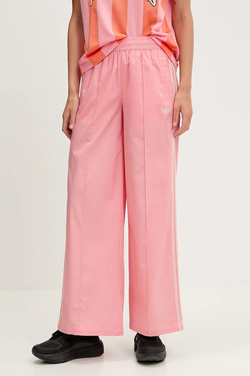 Hlače adidas Originals Wideleg Pant boja: ružičasta, ravna, visoki struk, KC0676
