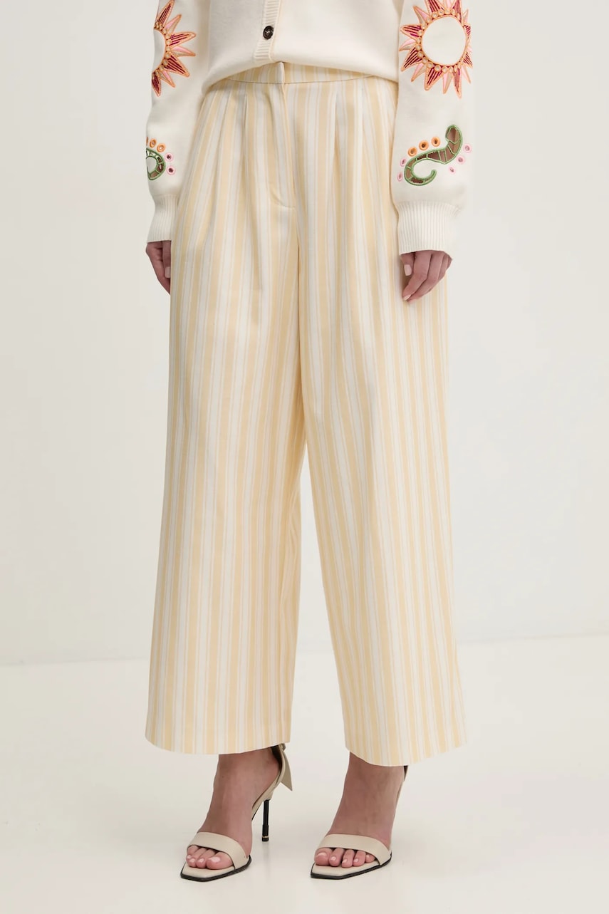 Hlače Never Fully Dressed ženske, rumena barva, NFDTR409