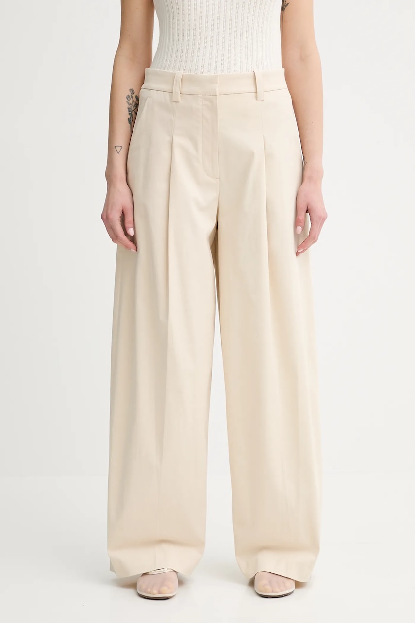 Hlače A.L.C. Ryder boja: bež, široke, visoki struk, 2PANT01145