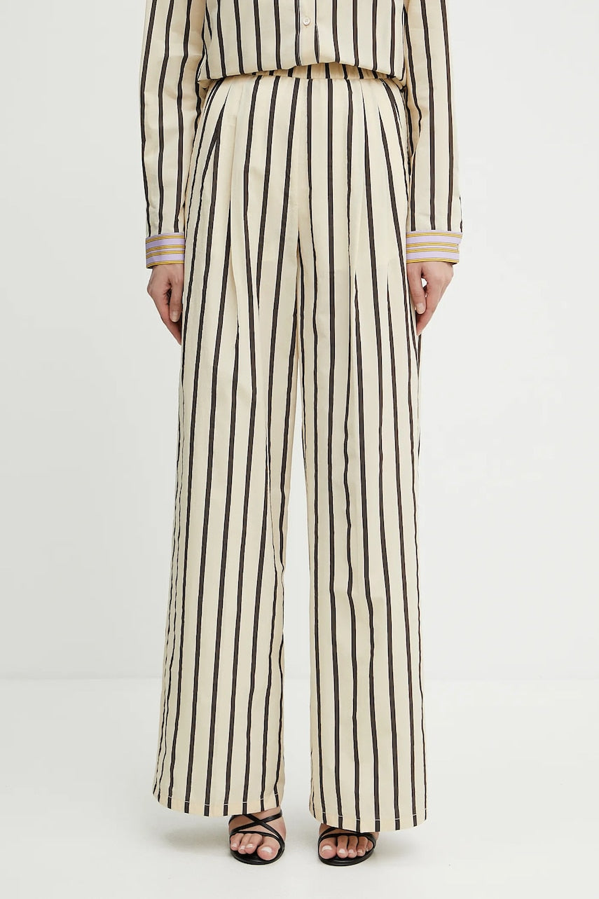 Hlače Forte Forte boja: bež, široke, visoki struk, 13852 my pants