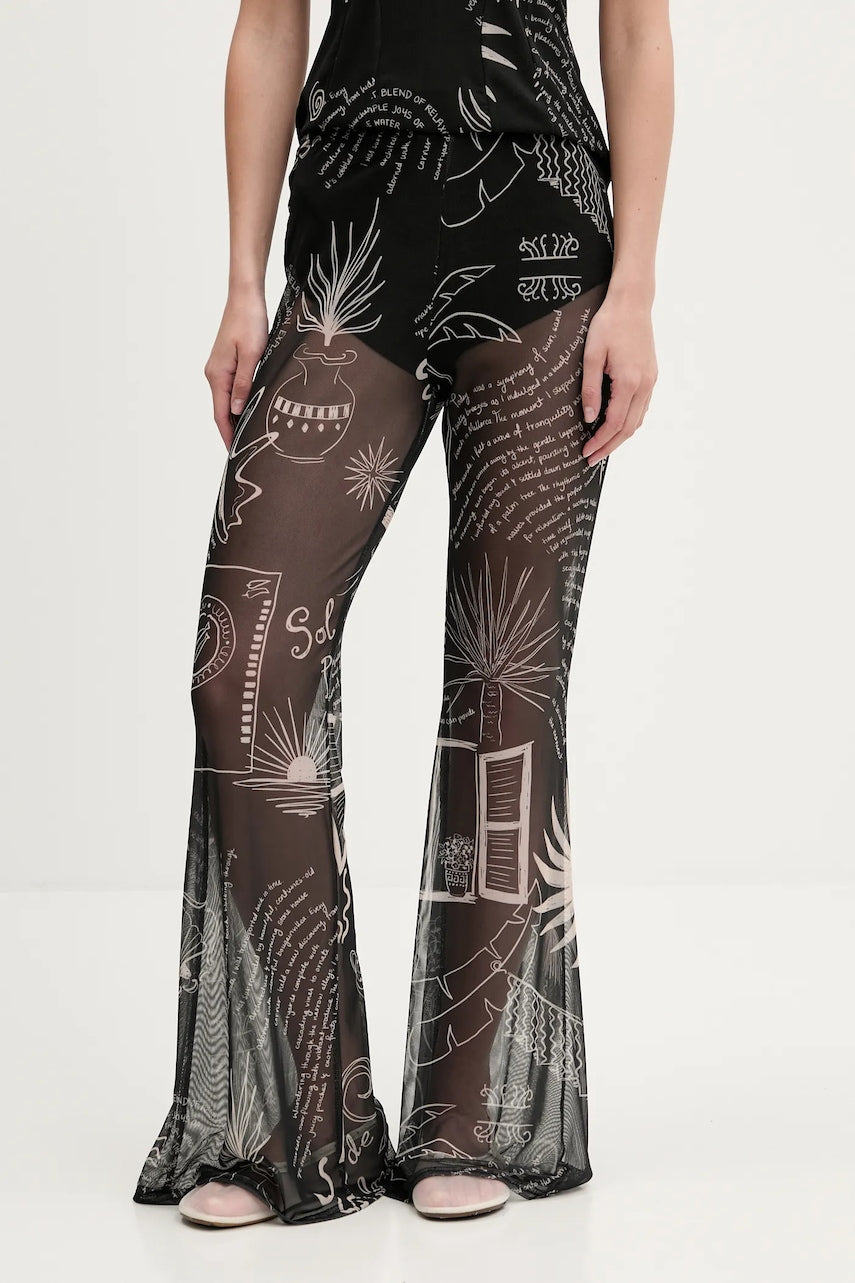 Hlače Never Fully Dressed boja: crna, trapez, visoki struk, NFDTR482