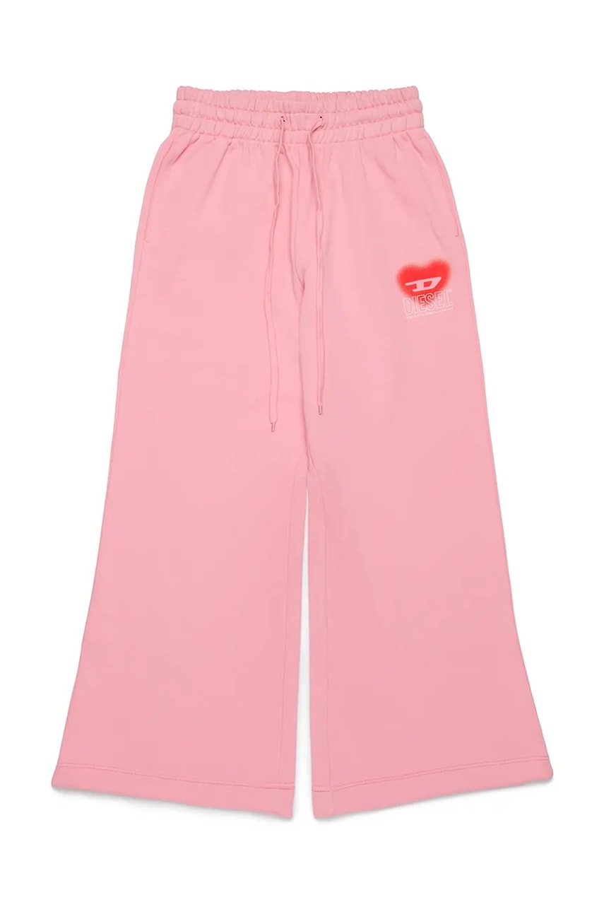 Otroška bombažna trenirka Diesel PCUORE TROUSERS roza barva, J02231