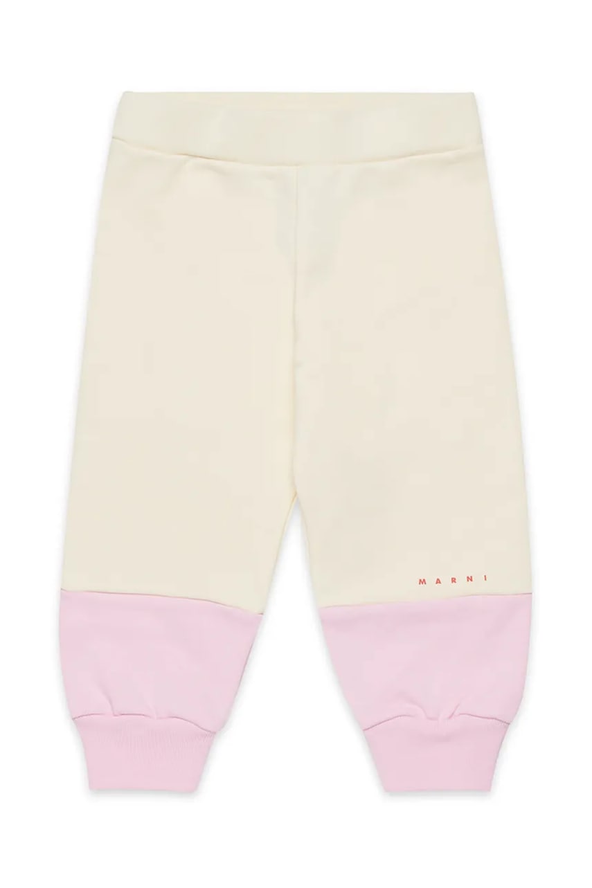 Otroška bombažna trenirka Marni MP174B TROUSERS roza barva, M01390