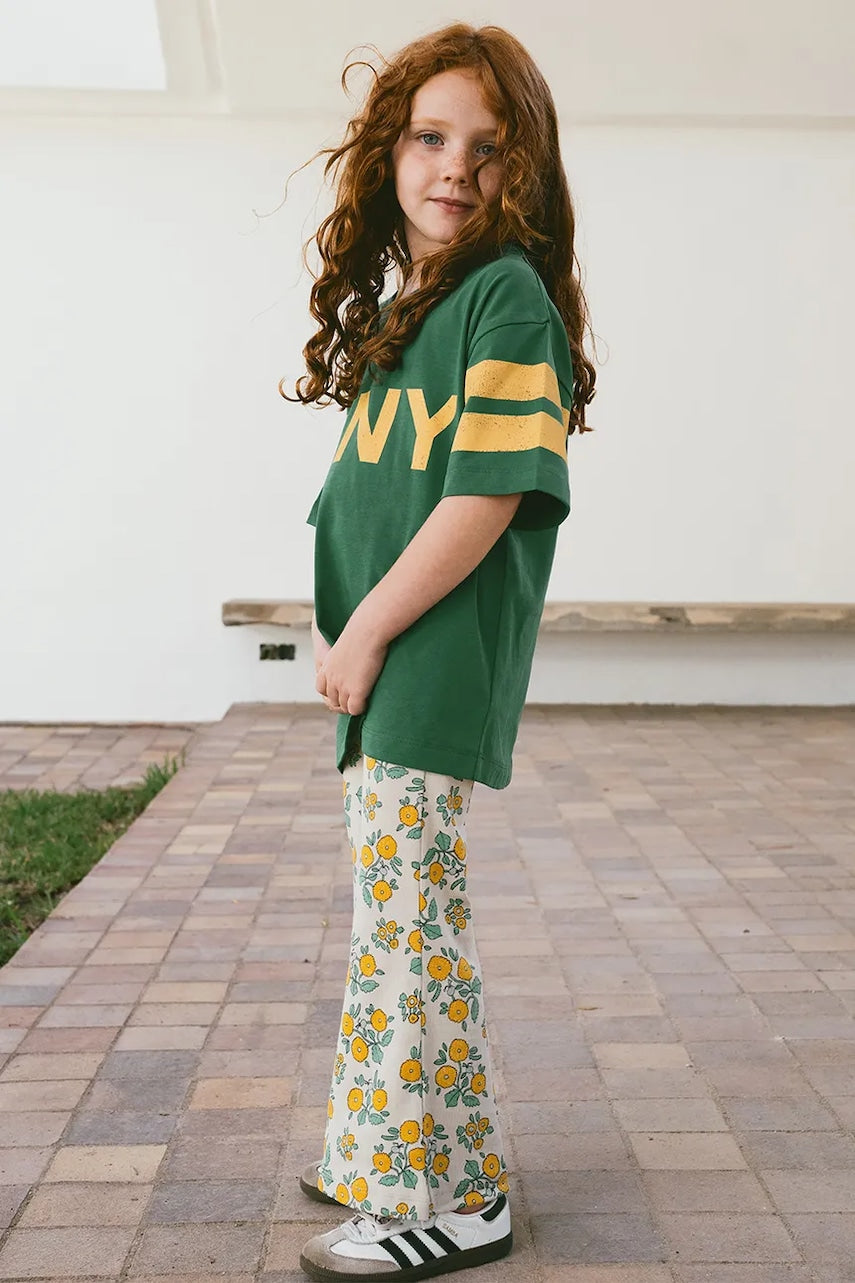 Dječje hlače Tinycottons FLOWERS RIB PANT boja: bež, s uzorkom, SS25-043