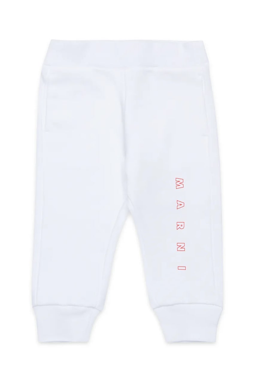 Otroška bombažna trenirka Marni MP192B TROUSERS bela barva, M01436