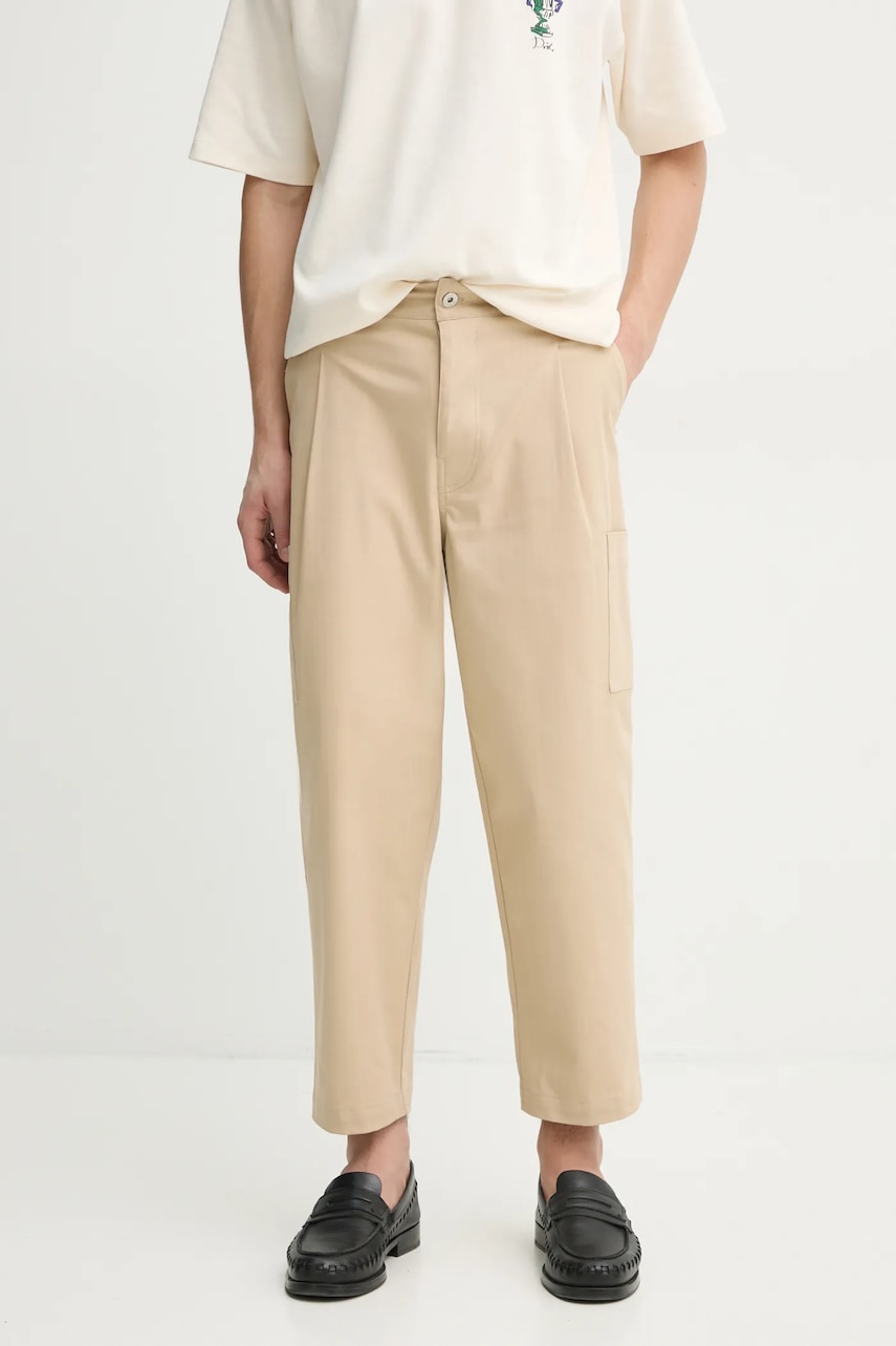 Hlače Drôle de Monsieur Le Pantalon Cropped Twill za muškarce, boja: bež, ravni kroj, F-BP155-CO206-BG
