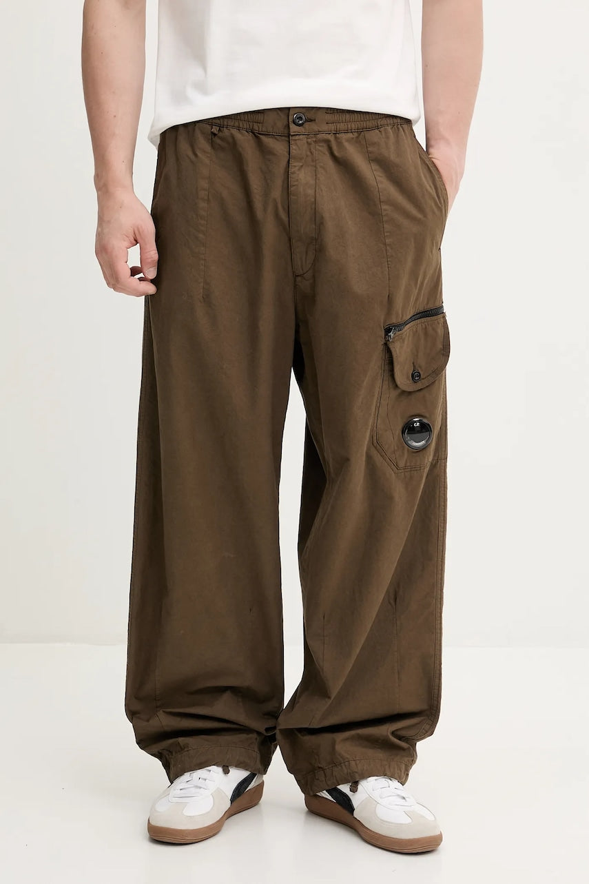 Pamučne hlače C.P. Company za muškarce, boja: zelena, ravni kroj, 18CMPA094A006475G