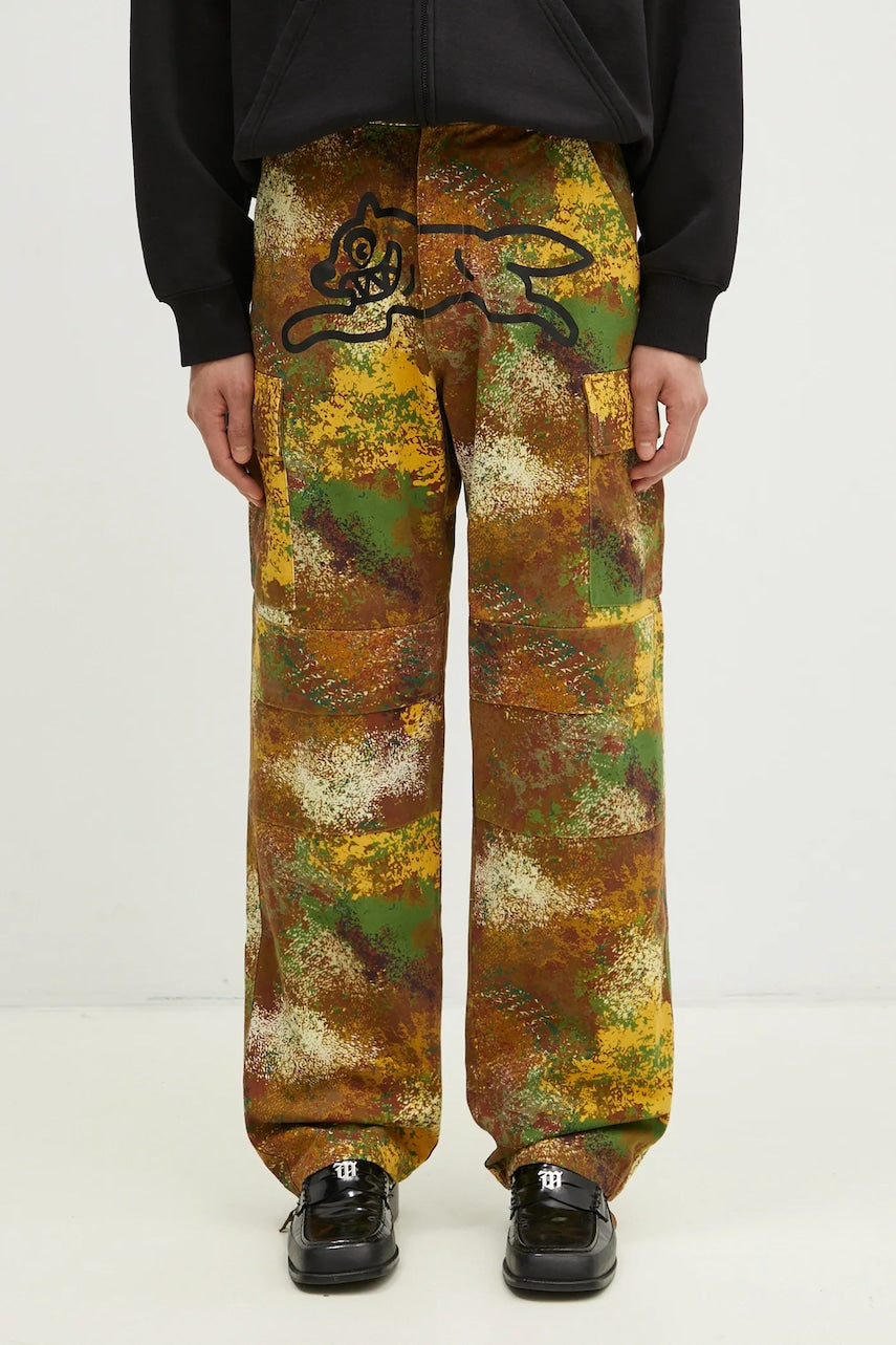 Bombažne hlače ICECREAM Running Dog Cargo Pant zelena barva, IC24430