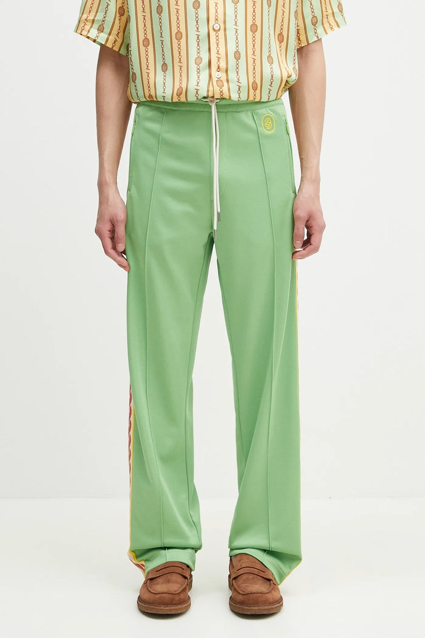 Donji dio trenirke Drôle de Monsieur Le Track Pants Tresse za muškarce, boja: zelena, s aplikacijom, G-SP007-PL135-AV