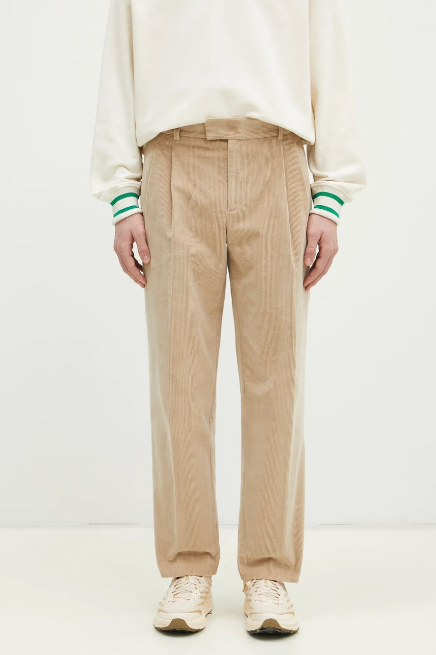 Hlače od samta Drôle de Monsieur Le Pantalon Golfeur Corduroy za muškarce, boja: bež, ravni kroj, PERM-BP165-CO156-BG