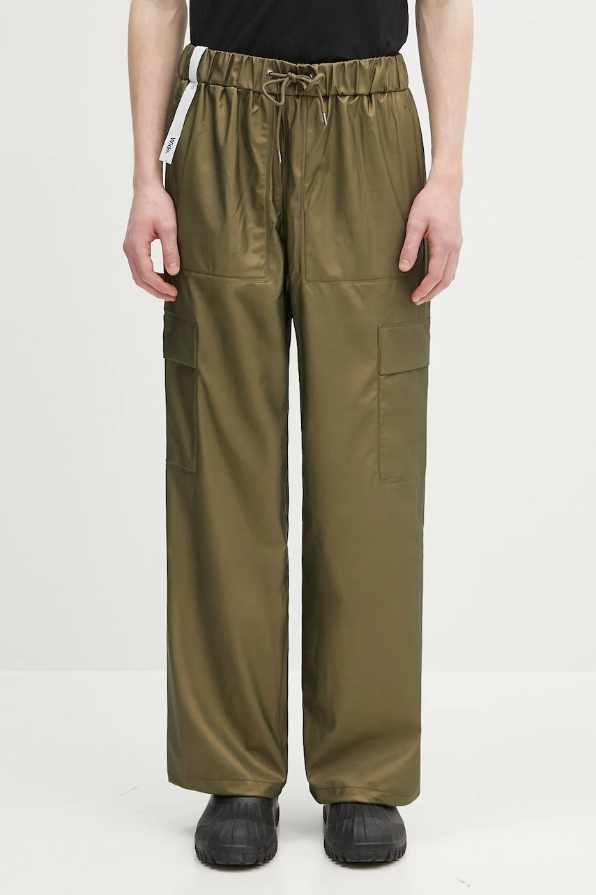 Hlače Rains Cargo Rain Pants Wide W3 boja: zelena, ravna, 18990.105