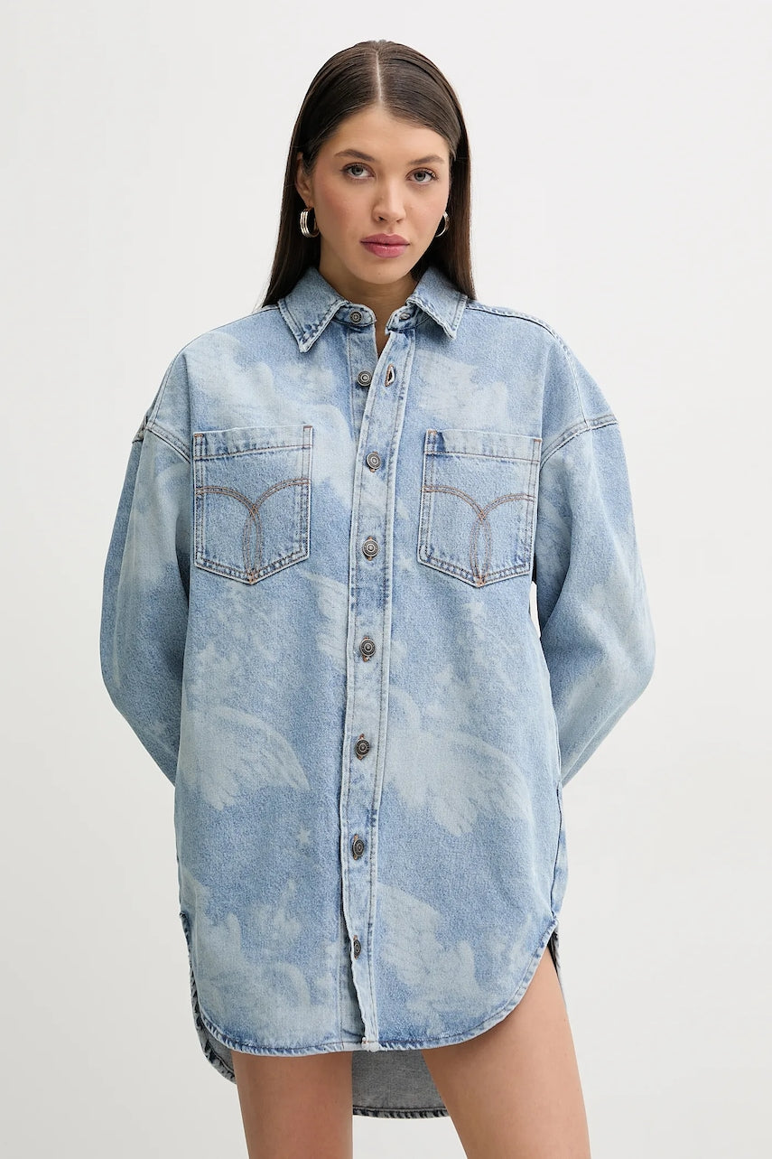 Traper haljina Fiorucci Angel Print Denim Shirt Dress mini, ravna, W02SPDDR313DN03DN02