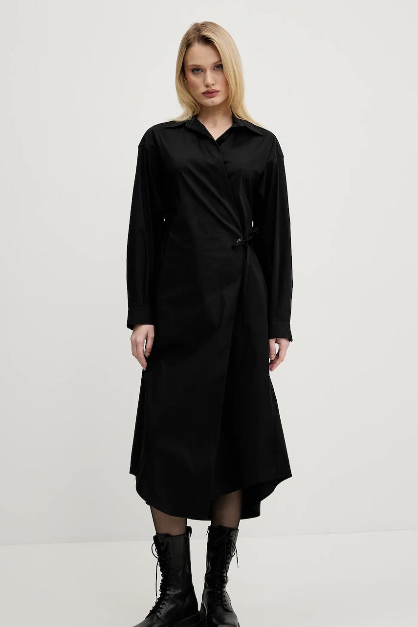 Haljina Diesel D-ELPHI-LONG DRESS boja: crna, midi, ravna, A16843.0IMAL