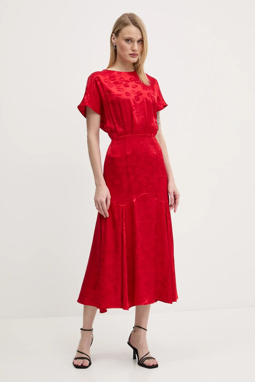 Haljina Never Fully Dressed Erin boja: crvena, midi, širi se prema dolje, NFDDR1921