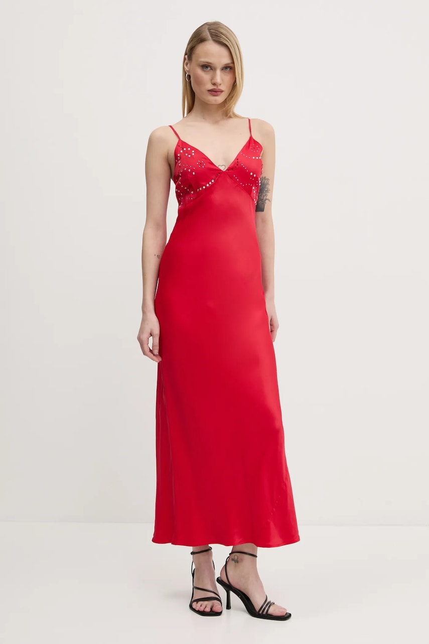 Haljina Never Fully Dressed Gem Rhea boja: crvena, maxi, ravna, NFDDR1852