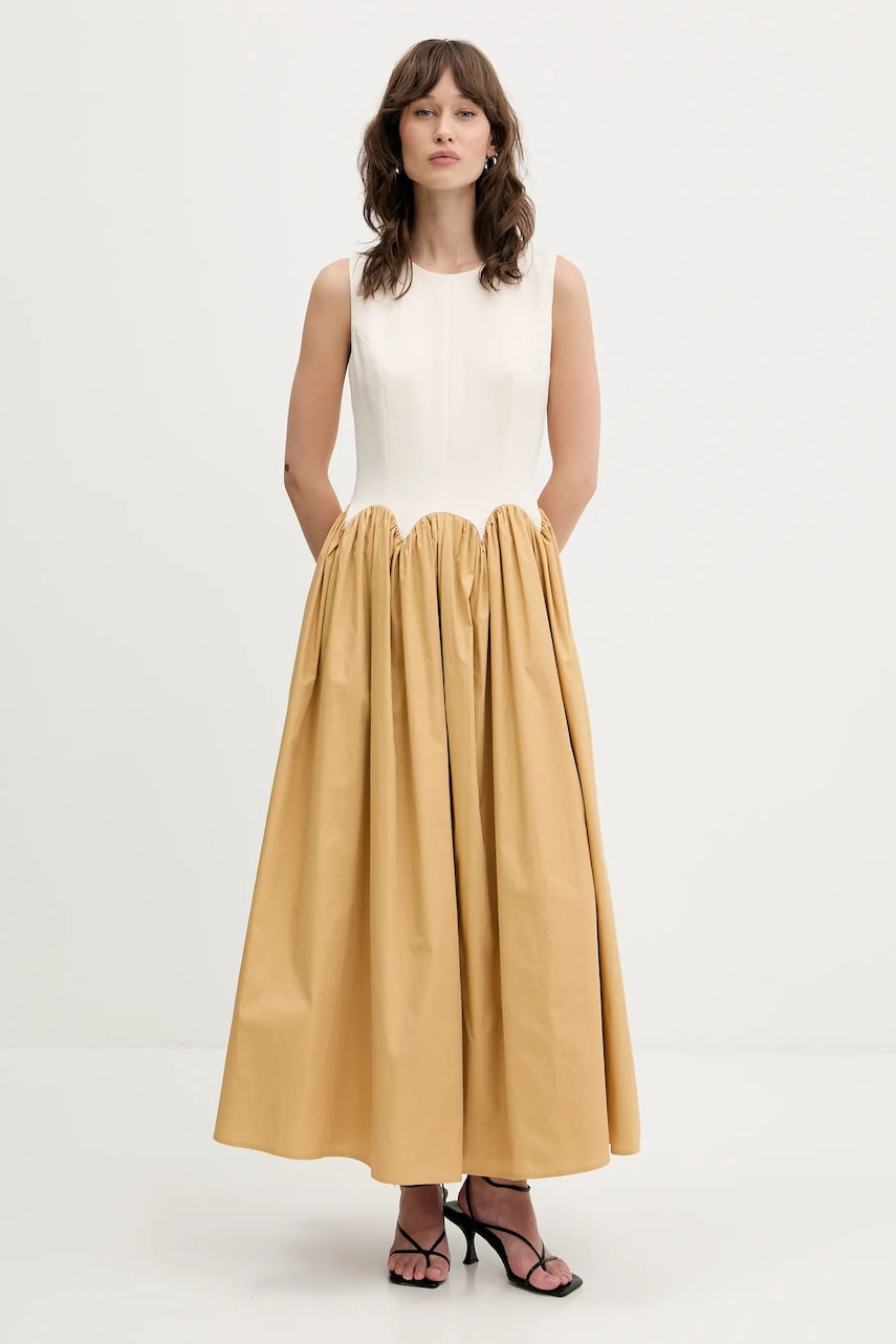 Haljina Never Fully Dressed boja: bež, maxi, širi se prema dolje, NFDDR2182