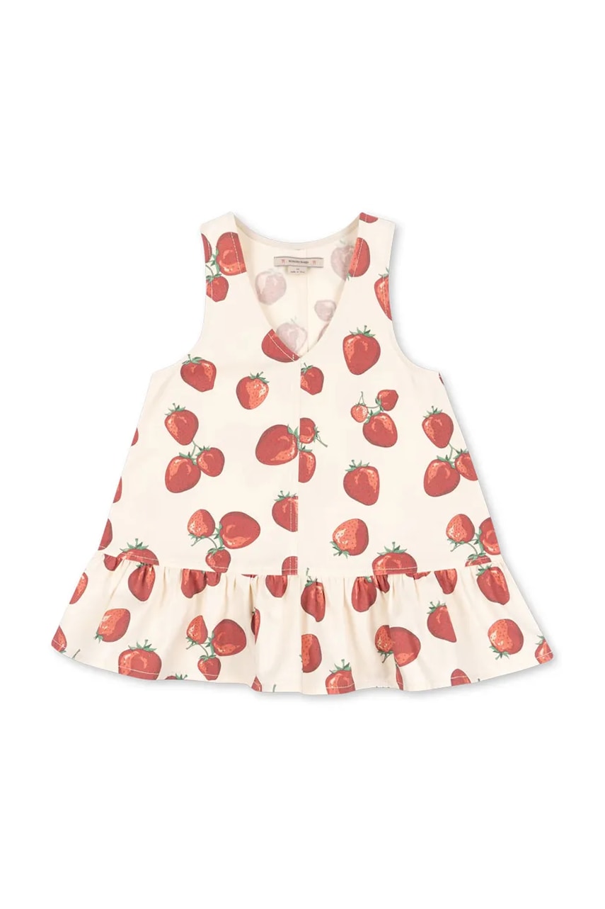 Dječja pamučna haljina Konges Sløjd FEN DRESS GOTS boja: bež, mini, širi se prema dolje, KS102443