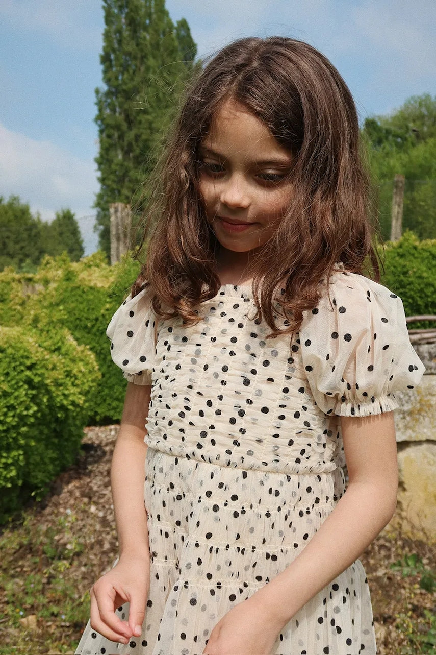 Dječja haljina Konges Sløjd CHARLENE DRESS boja: bež, mini, širi se prema dolje, KS102726