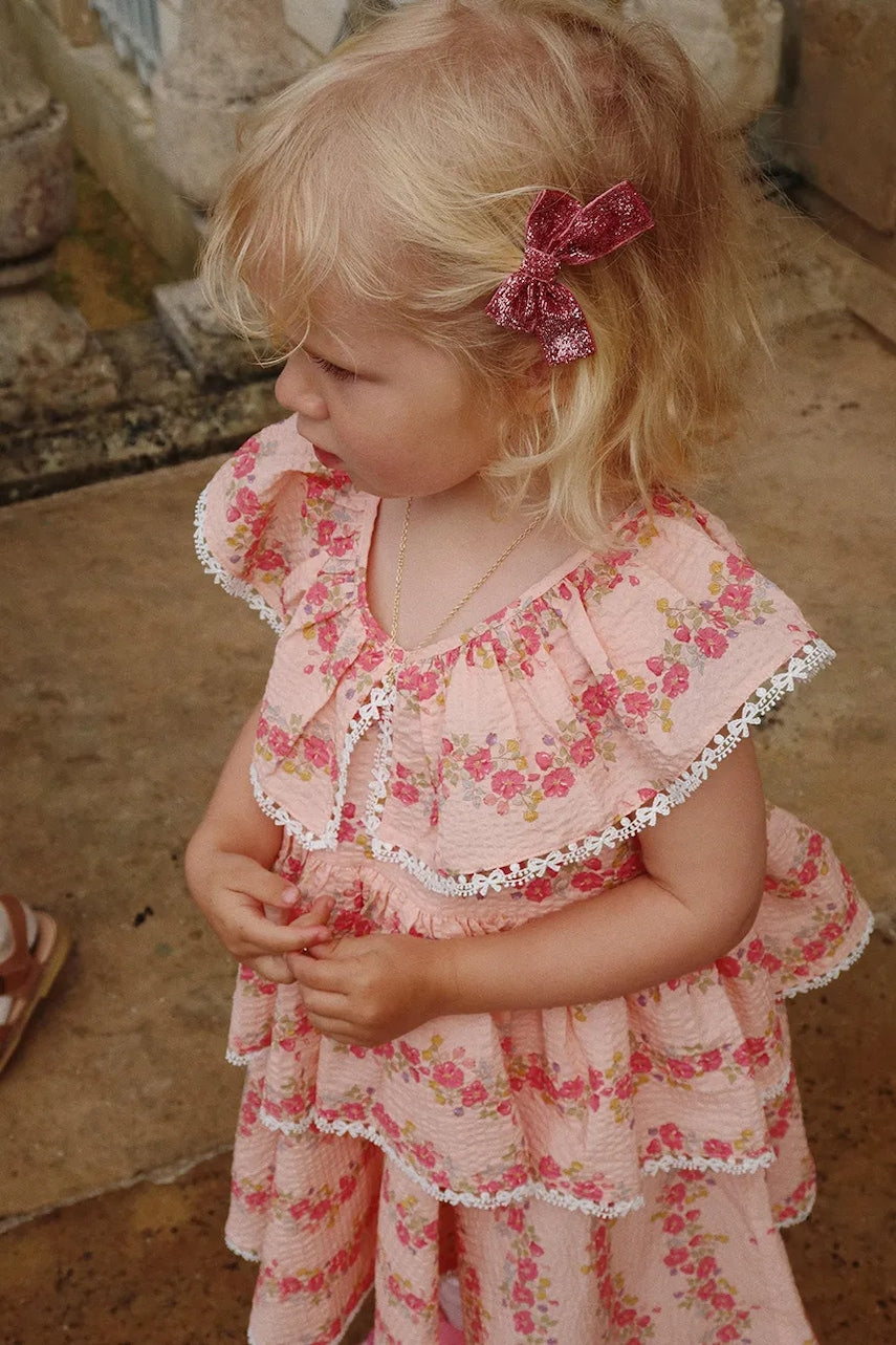 Dječja pamučna haljina Konges Sløjd BELLA FRILL DRESS GOTS boja: ružičasta, mini, širi se prema dolje, KS102294