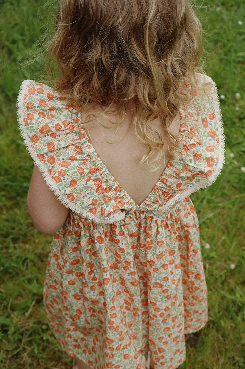 Dječja pamučna haljina Konges Sløjd VERBENA DRESS GOTS boja: narančasta, mini, širi se prema dolje, KS102296