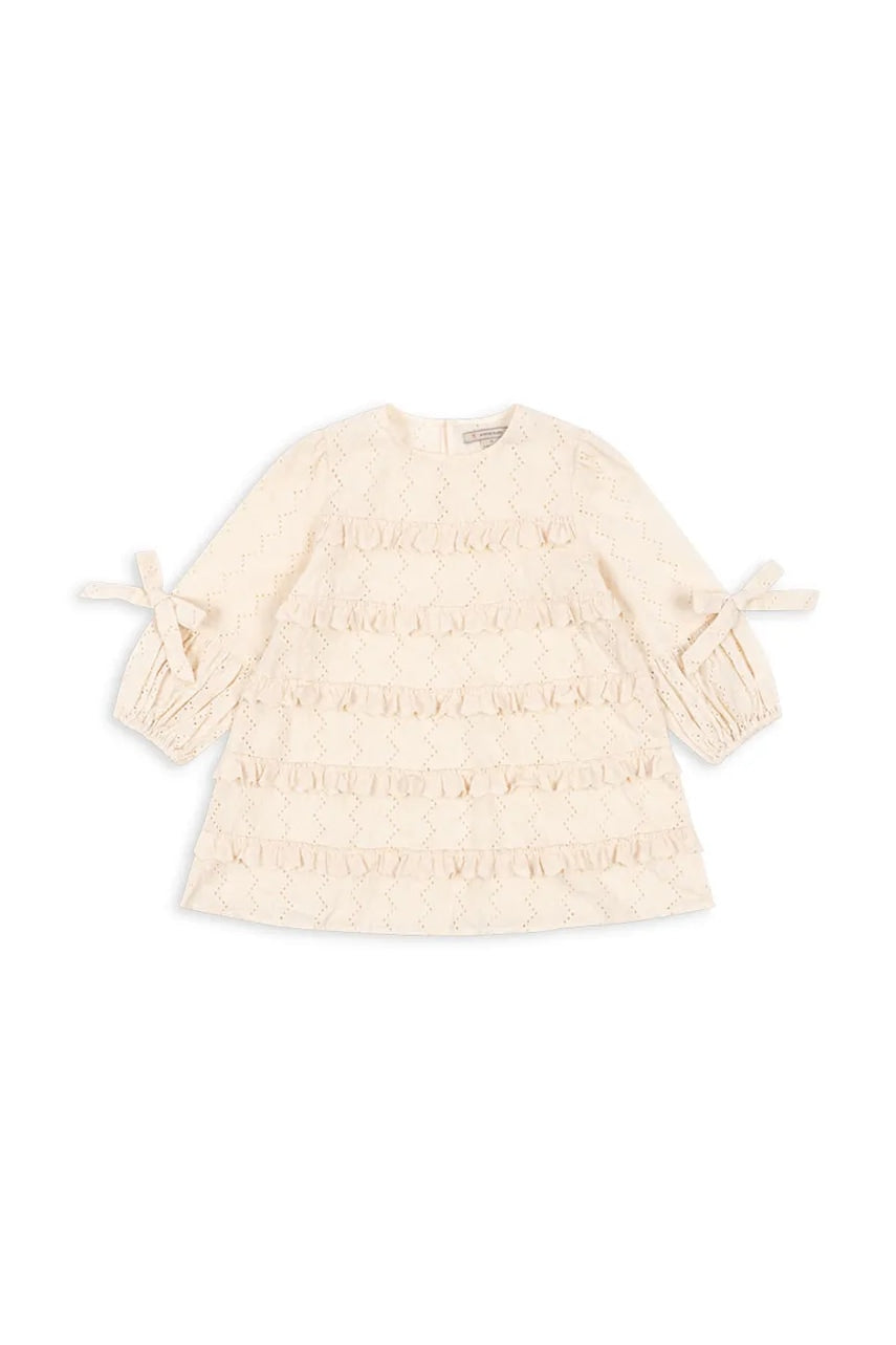 Dječja pamučna haljina Konges Sløjd FRILLA DRESS boja: bež, mini, širi se prema dolje, KS102232