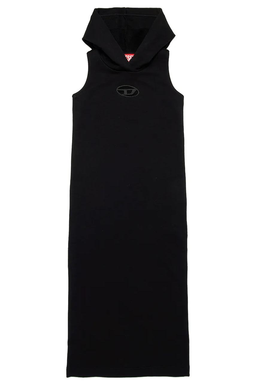 Dječja pamučna haljina Diesel DYTES DRESS boja: crna, midi, ravna, J02203