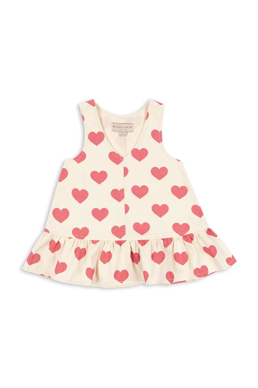 Dječja pamučna haljina Konges Sløjd MAGOT DRESS GOTS boja: bež, mini, širi se prema dolje, KS103365