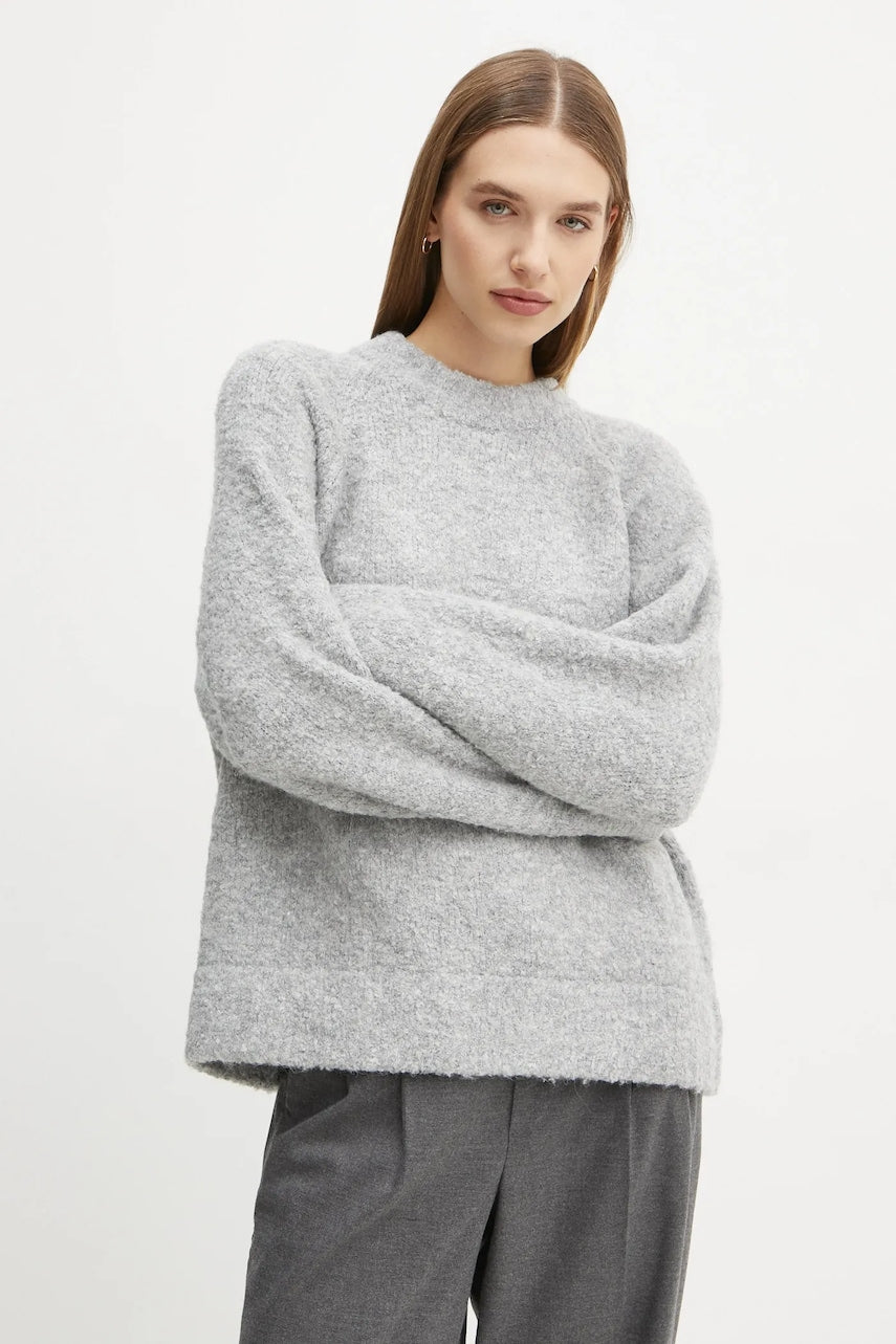 Pulover s dodatkom vune 2NDDAY Garnet za žene, boja: siva, topli, 2251340409