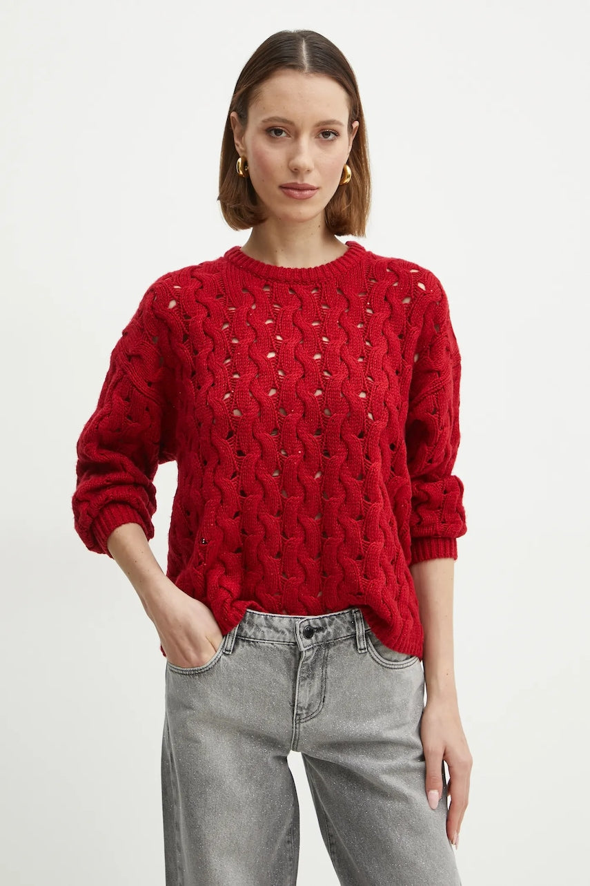 Pulover Guess TAWNYA za žene, boja: crvena, topli, W5RR77 Z3J20