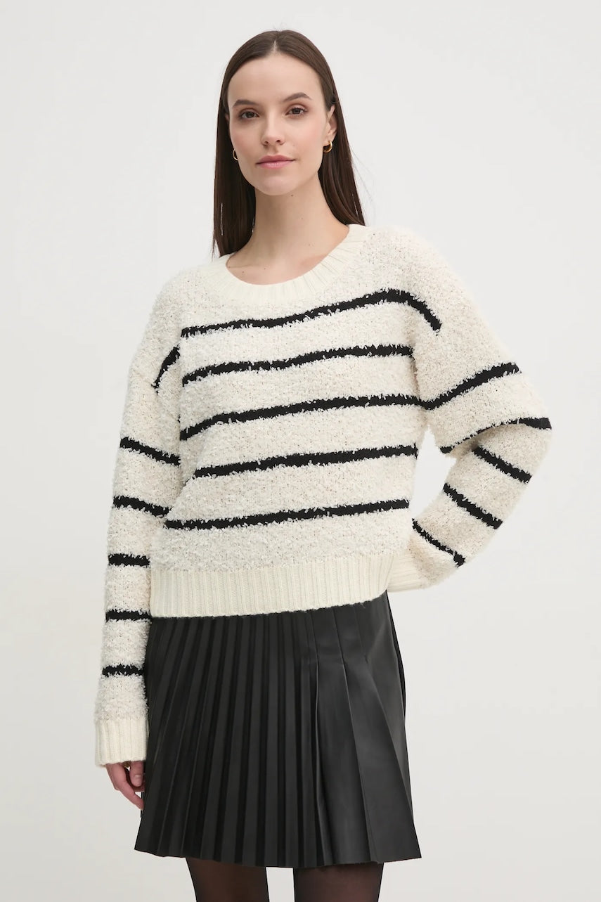 Pulover s dodatkom vune OUI za žene, boja: bež, topli, 90615