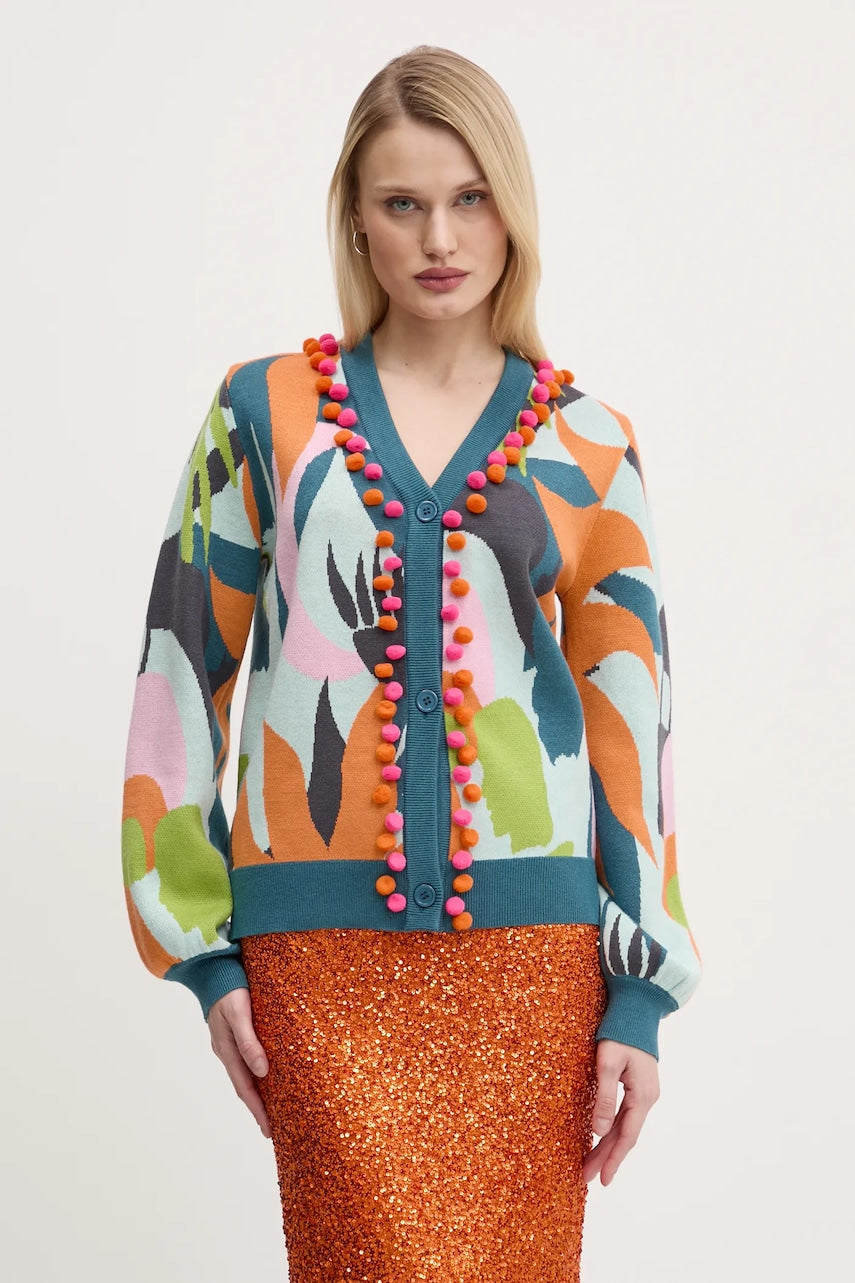 Kardigan Never Fully Dressed Balearic Forrest za žene, boja: tirkizna, NFDKN573