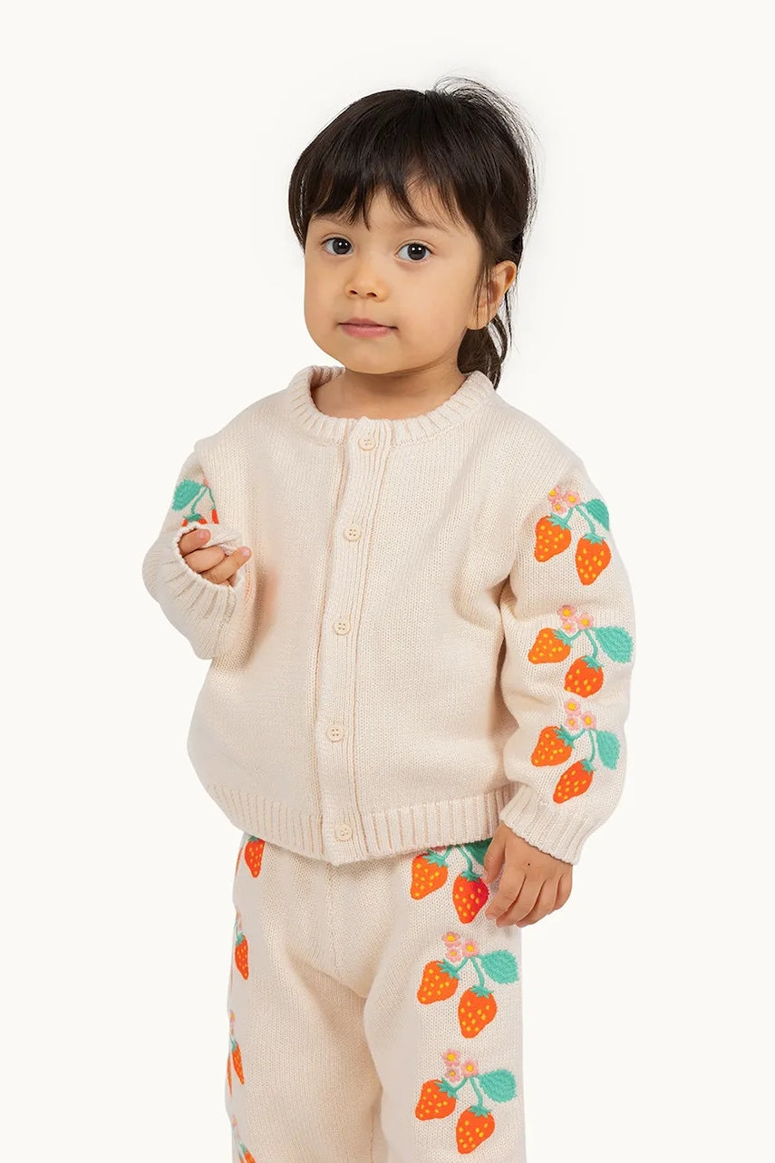 Pamučni kardigan za bebe Tinycottons STRAWBERRIES BABY CARDIGAN boja: bež, SS25-302