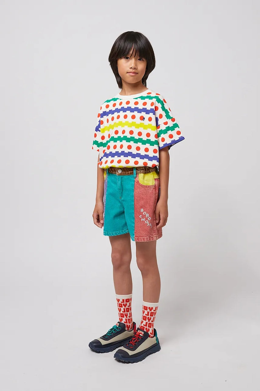 Otroške kratke hlače iz jeansa Bobo Choses turkizna barva, 125AC065