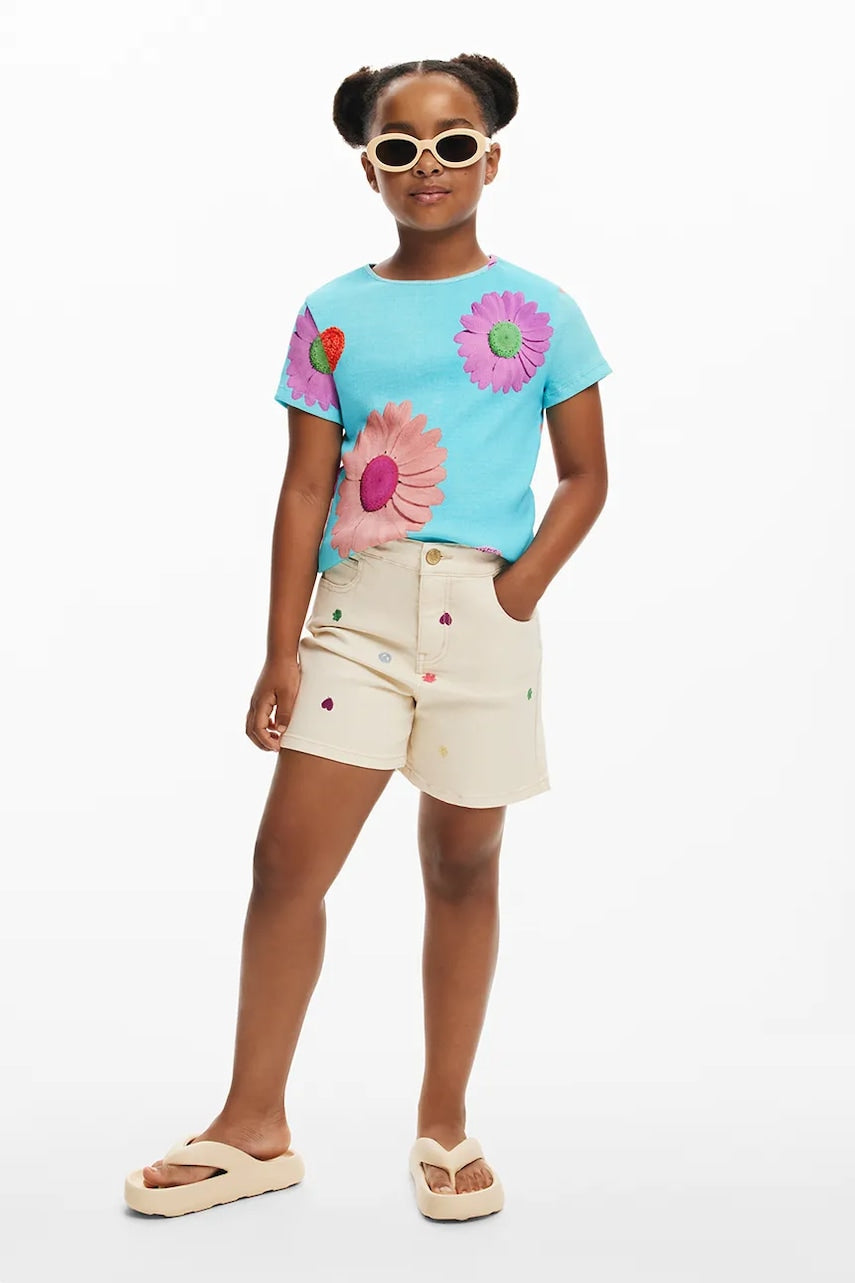 Otroške kratke hlače iz jeansa Desigual bež barva, 25SGPW03