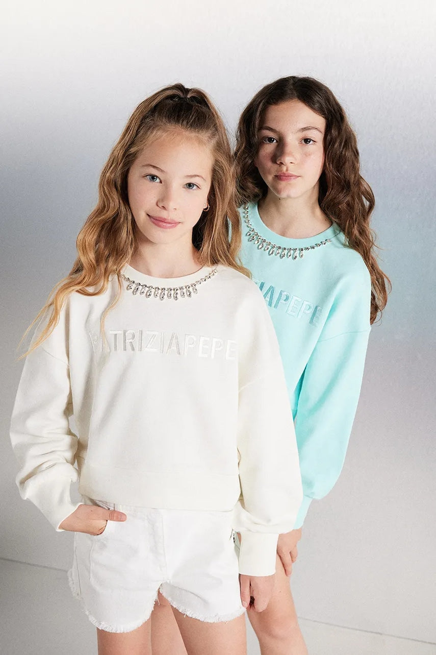 Otroške kratke hlače iz jeansa Patrizia Pepe CA52 bela barva, 7P0377