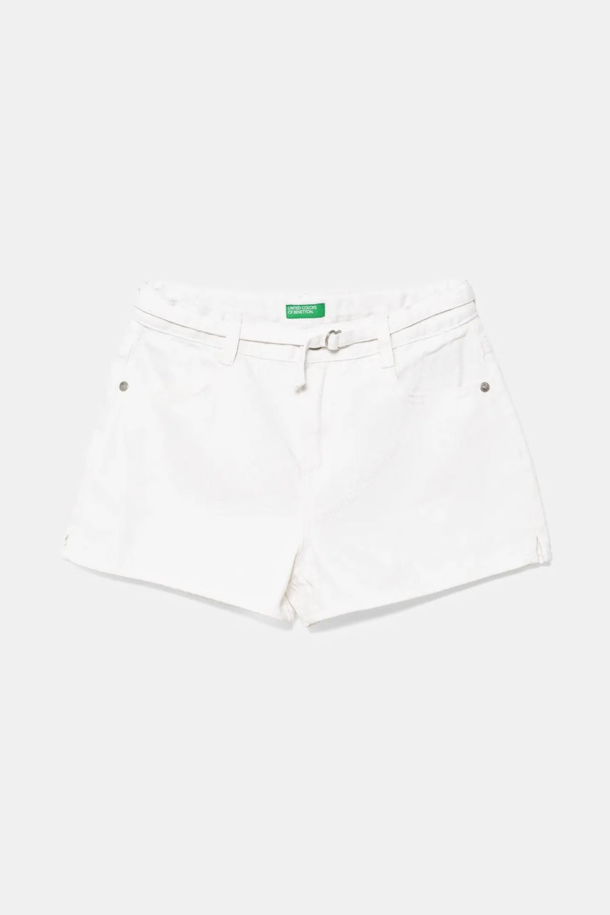 Otroške kratke hlače iz jeansa United Colors of Benetton bela barva, 4PLRC903Z