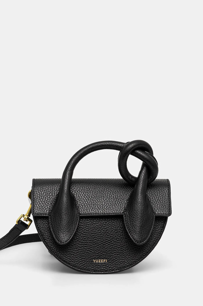 Kožna torba Yuzefi PRETZEL boja: crna, YUZCO-HB-PRZ-L034