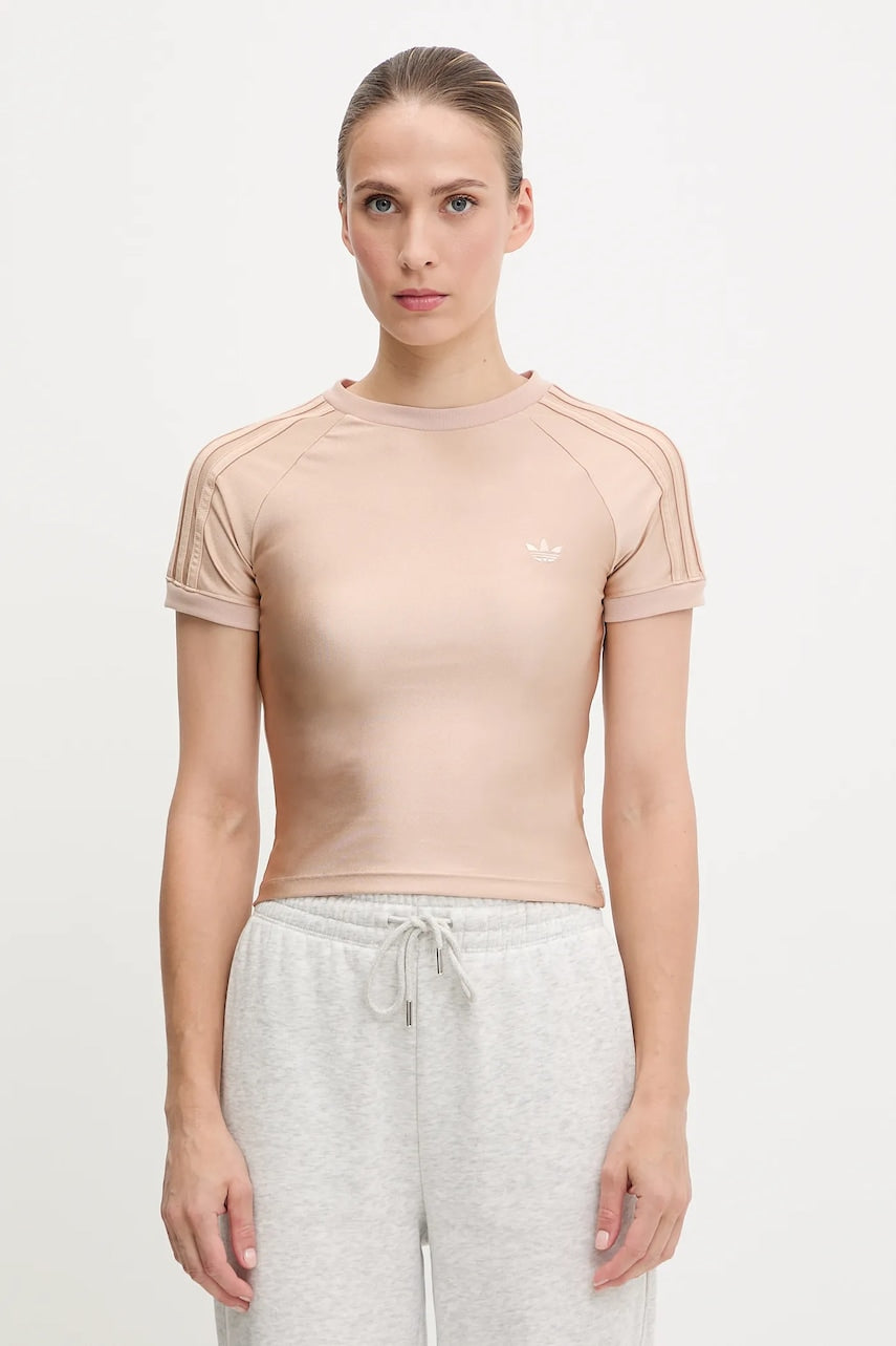 Majica kratkih rukava adidas Originals 3-Stripe Spandex za žene, boja: narančasta, JJ0909