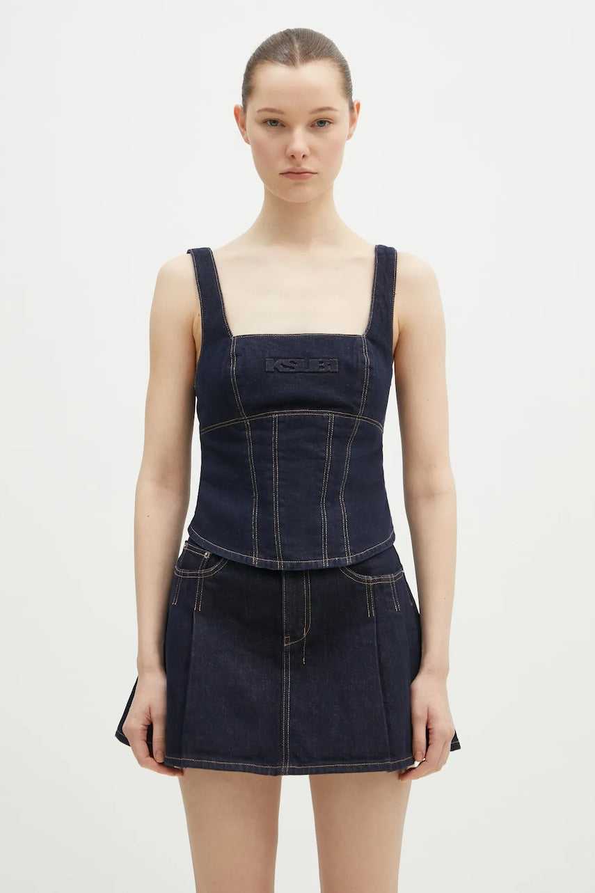 Bluza iz jeansa KSUBI Hera Bustier Zenith Pop ženska, mornarsko modra barva, WPS25FT005
