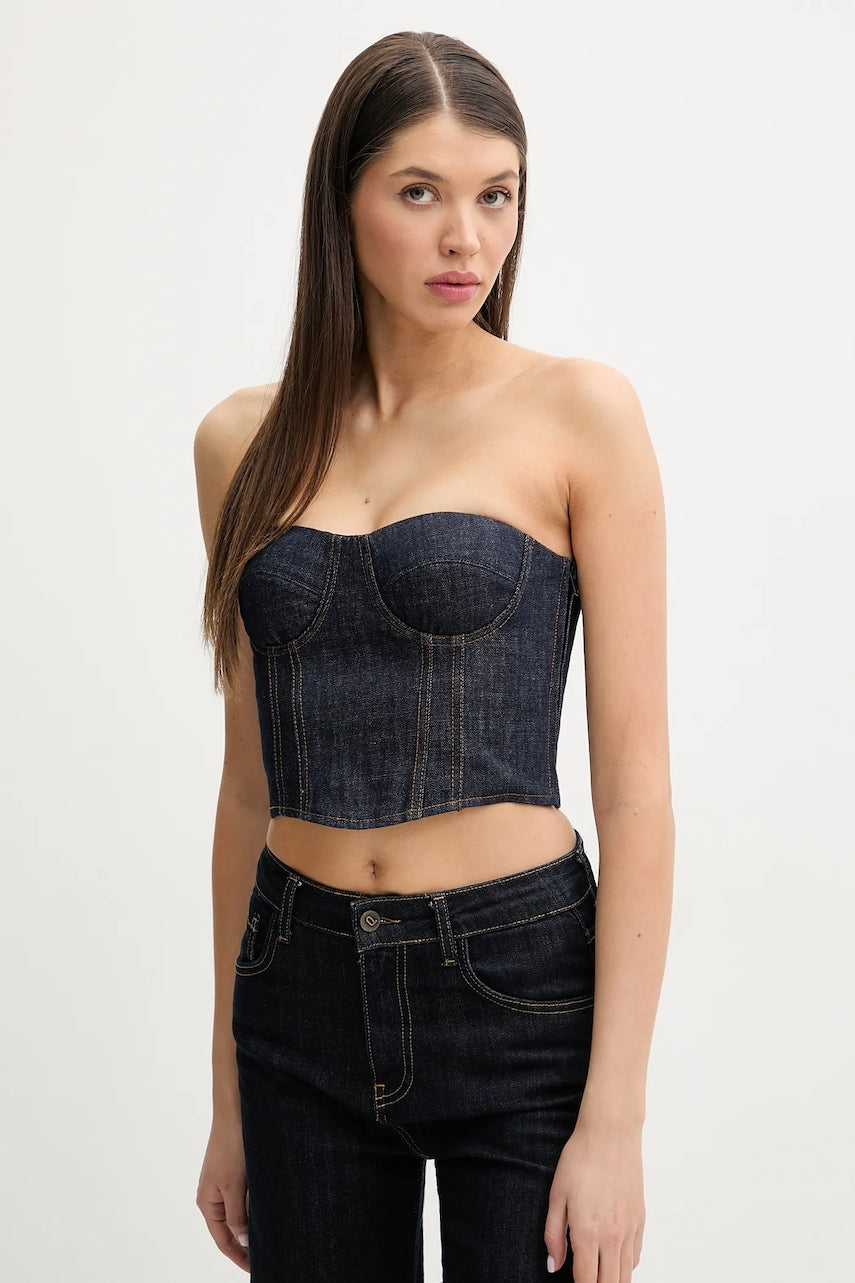 Top iz jeansa Miss Sixty ženski, mornarsko modra barva, 6S1XJ52500