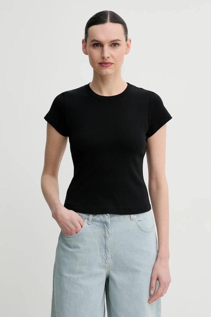 Bombažna kratka majica A.L.C. Avery ženska, črna barva, 8KTOP00851