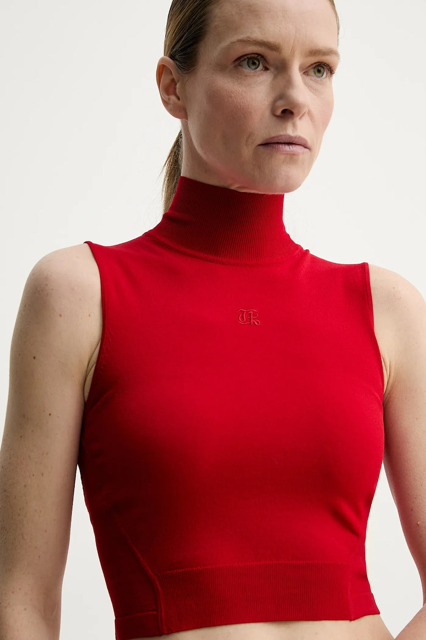 Bluza The Kooples za žene, boja: crvena, bez uzorka, FTOP30005K