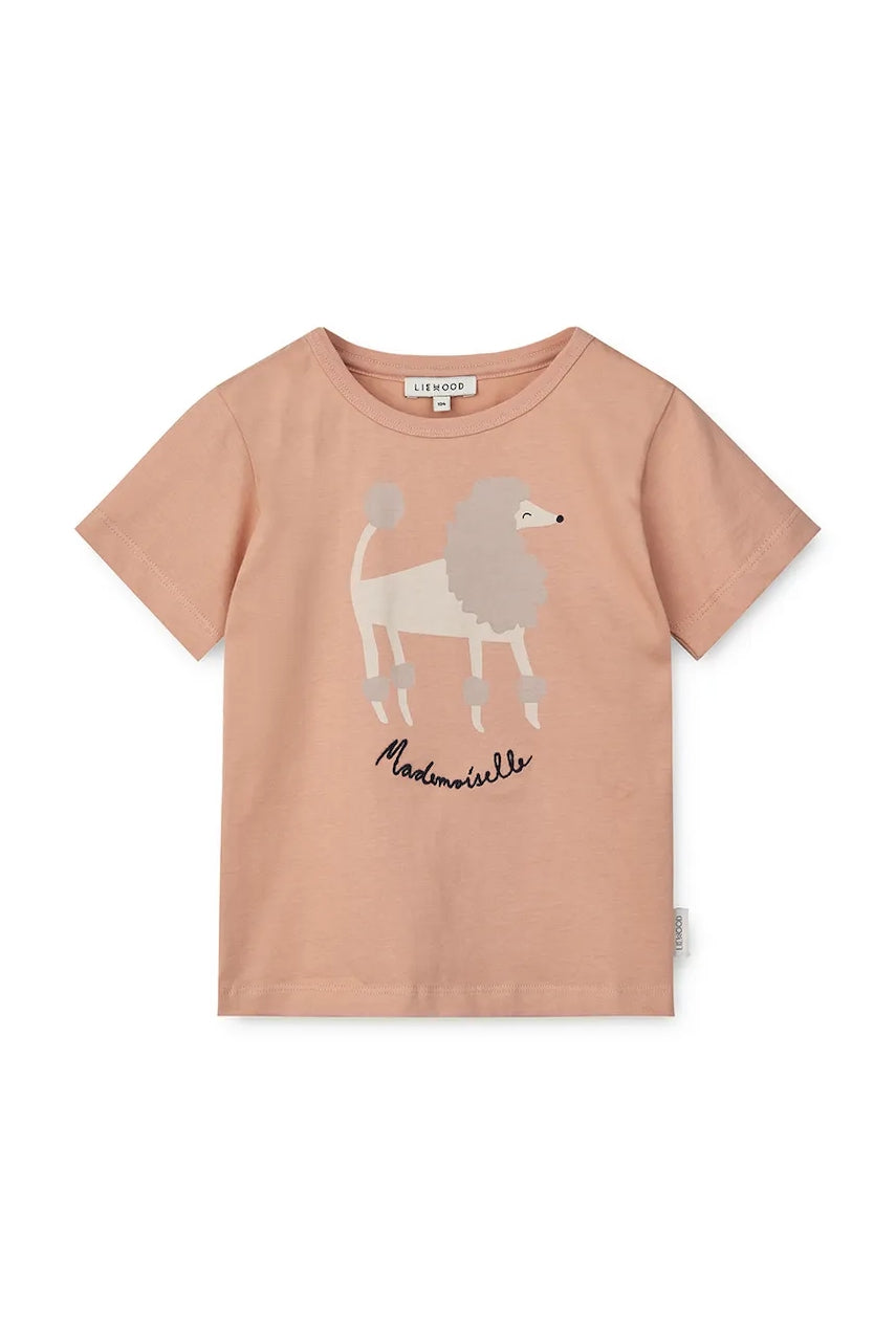 Otroška bombažna kratka majica Liewood Apia Placement Shortsleeve T-shirt oranžna barva, LW19844