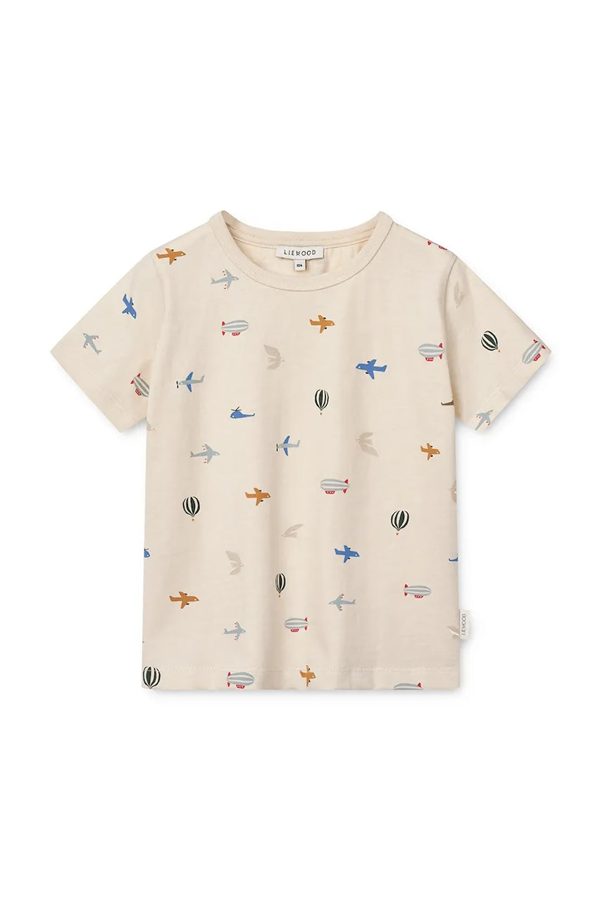 Dječja pamučna majica kratkih rukava Liewood Apia Printed Shortsleeve T-shirt boja: bež, s uzorkom, LW19845