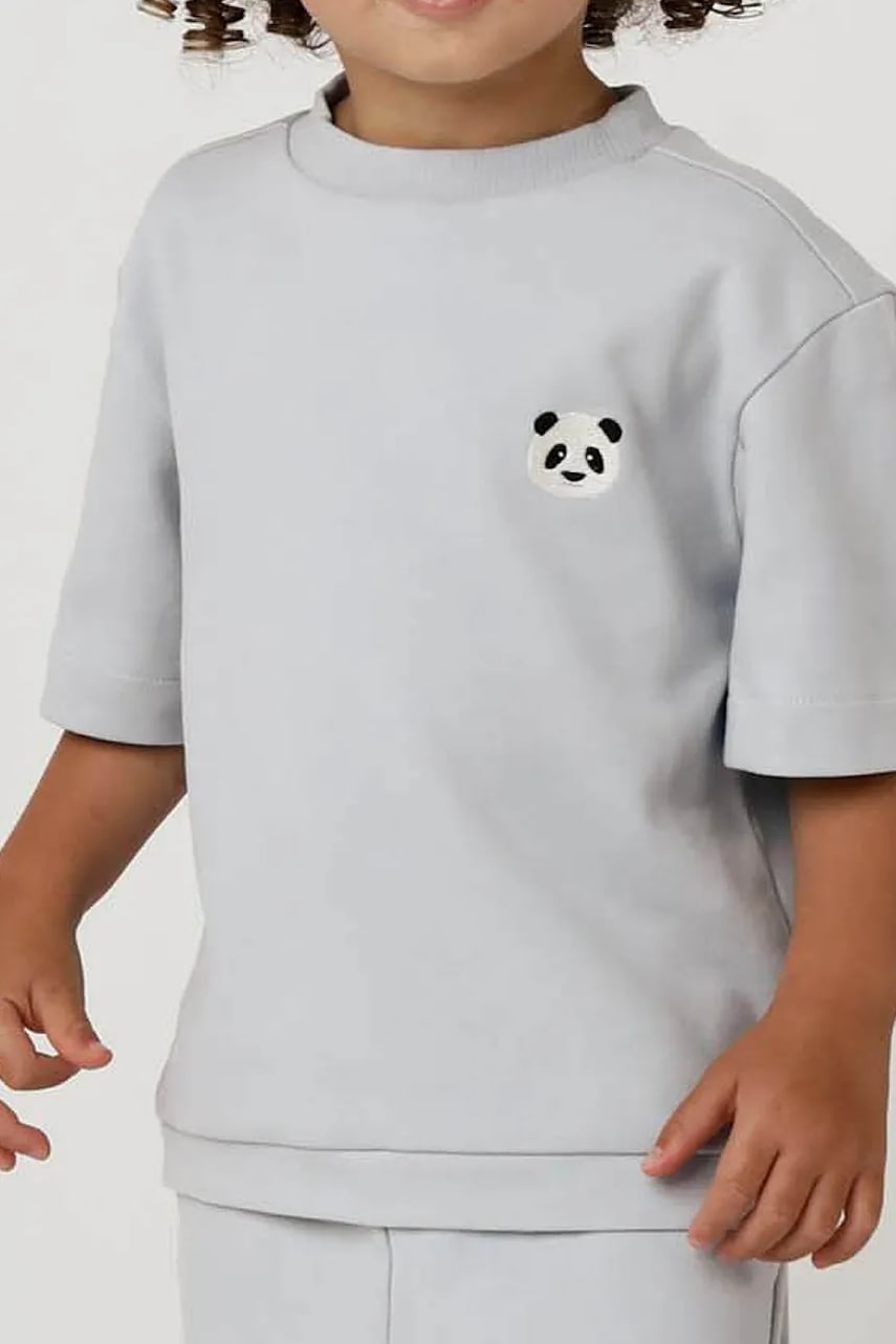 Majica kratkih rukava za bebe Donsje Jarne T-shirt Panda bez uzorka, 4081803