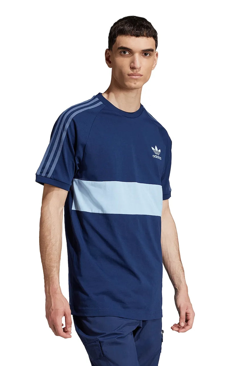 Pamučna majica adidas Originals 3-Stripes Panel za muškarce, boja: tamno plava, s aplikacijom, JD4276