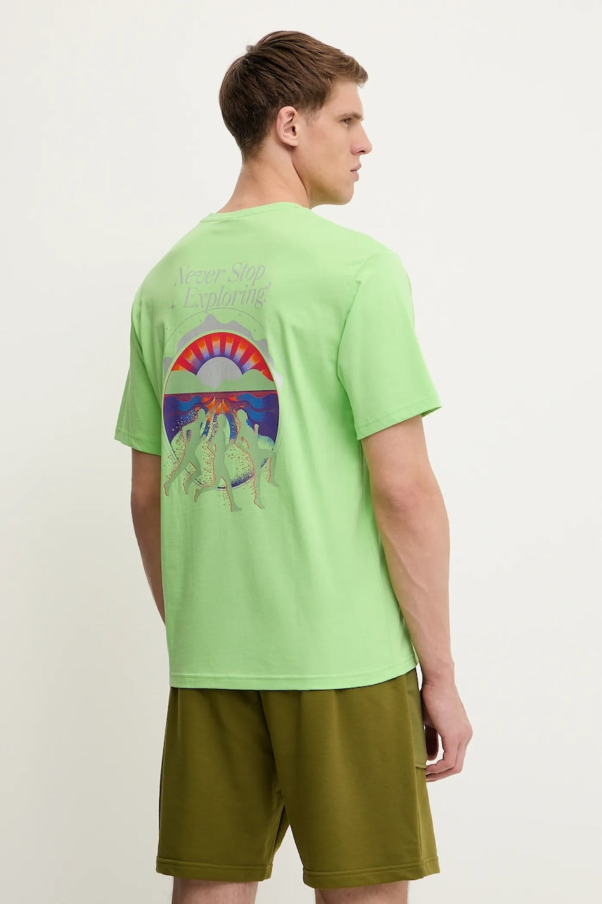 Pamučna majica The North Face Never Stop Relaxed boja: zelena, s tiskom, NF0A8C3A6II1